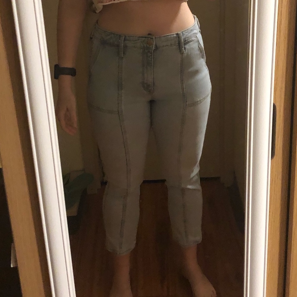 High Rise Slim Straight Light Wash Jeans